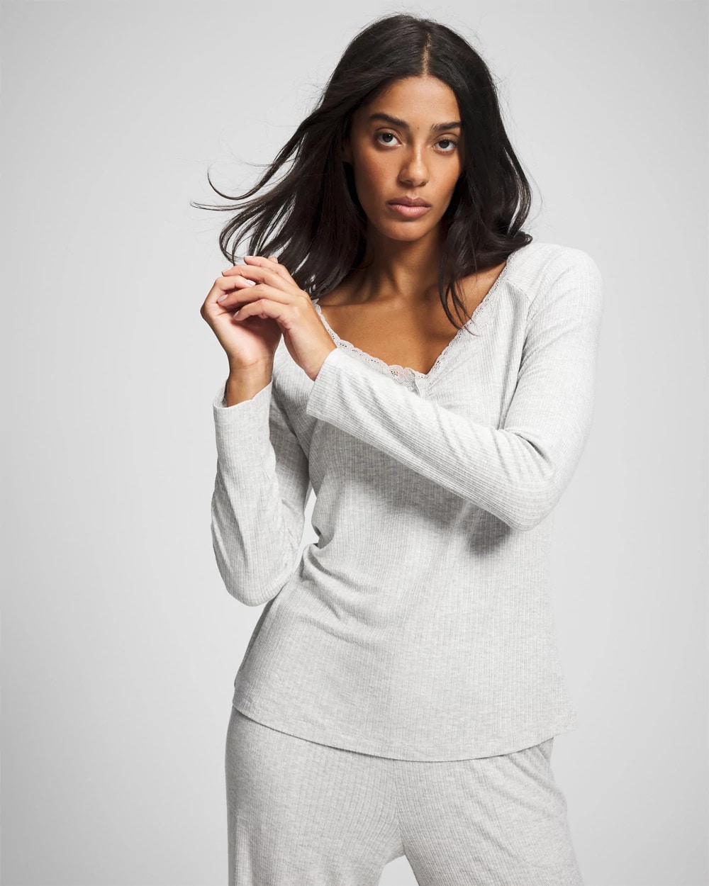 Soma Cool Nights Dolman Sleeve Pajama Top, LUSH LEAVES IVORY